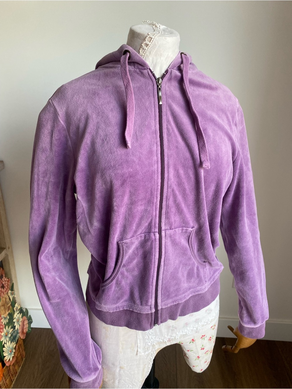 NFINITY Lavender Velour Zip-Up Hoodie Jacket